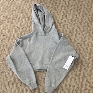 NWT ALO Yoga Size Small Light Gray Cropped Hoodie